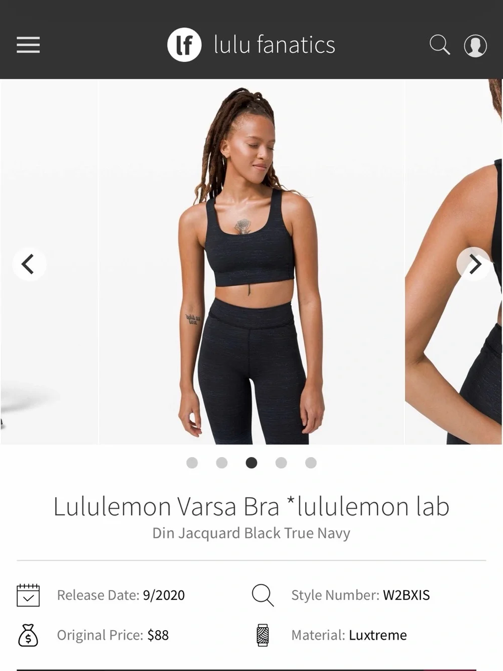 lululemon athletica navy black textured sports bra